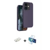 MARSİLYAN™- iPhone 11 Kılıf Kıvılcım Çizgi Serisi - Siyah 3D Antistatik Cam Ekran Koruyucu + Renkli Kamera Lens Koruma Cam - SI