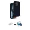 MARSİLYAN™- iPhone 11 Kılıf Kıvılcım Çizgi Serisi - Siyah 3D Antistatik Cam Ekran Koruyucu + Renkli Kamera Lens Koruma Cam - SI