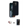 MARSİLYAN™- iPhone 11 Kılıf Kıvılcım Çizgi Serisi - Siyah 3D Antistatik Hayalet Cam Ekran Koruyucu + Pers Alüminyum Kamera Lens - KI
