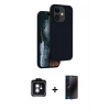 MARSİLYAN™- iPhone 11 Kılıf Kıvılcım Çizgi Serisi - Siyah 3D Antistatik Hayalet Cam Ekran Koruyucu + PVD Metal Kamera Lens - MI