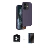 MARSİLYAN™- iPhone 11 Kılıf Kıvılcım Çizgi Serisi - Siyah 3D Antistatik Hayalet Cam Ekran Koruyucu + PVD Metal Kamera Lens - YL