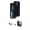 MARSİLYAN™- iPhone 11 Kılıf Kıvılcım Çizgi Serisi - Siyah 3D Antistatik Mat Seramik Nano Ekran Koruyucu + Pers Alüminyum Kamera Lens - KI