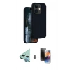 MARSİLYAN™- iPhone 11 Kılıf Kıvılcım Çizgi Serisi - Siyah 3D Antistatik Mat Seramik Nano Ekran Koruyucu + Raze Metal Kamera Lens - MI