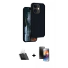 MARSİLYAN™- iPhone 11 Kılıf Kıvılcım Çizgi Serisi - Siyah 3D Antistatik Mat Seramik Nano Ekran Koruyucu + Kamera Lens Koruma Cam - SF