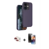 MARSİLYAN™- iPhone 11 Kılıf Kıvılcım Çizgi Serisi - Siyah 3D Antistatik Mat Seramik Nano Ekran Koruyucu + Pers Alüminyum Kamera Lens - KI