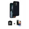MARSİLYAN™- iPhone 11 Kılıf Kıvılcım Çizgi Serisi - Siyah 3D Antistatik Mat Seramik Nano Ekran Koruyucu + PVD Metal Kamera Lens - TU
