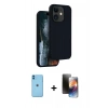 MARSİLYAN™- iPhone 11 Kılıf Kıvılcım Çizgi Serisi - Siyah 3D Antistatik Mat Seramik Nano Ekran Koruyucu + Neon Fosforlu Kamera Lens - MI