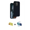 MARSİLYAN™- iPhone 11 Kılıf Kıvılcım Çizgi Serisi - Siyah 3D Antistatik Seramik Nano Ekran Koruyucu + Rainbow Kamera Lens Koruma Cam - KI