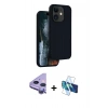 MARSİLYAN™- iPhone 11 Kılıf Kıvılcım Çizgi Serisi - Siyah 3D Antistatik Seramik Nano Ekran Koruyucu + Raze Metal Kamera Lens - MR