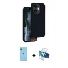 MARSİLYAN™- iPhone 11 Kılıf Kıvılcım Çizgi Serisi - Siyah 3D Antistatik Seramik Nano Ekran Koruyucu + Neon Fosforlu Kamera Lens - YL