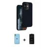 MARSİLYAN™- iPhone 11 Kılıf Kıvılcım Çizgi Serisi - Siyah 6D Antistatik Mat Seramik Hayalet Nano Ekran Koruyucu + Neon Fosforlu Kamera Lens - YL