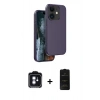MARSİLYAN™- iPhone 11 Kılıf Kıvılcım Çizgi Serisi - Siyah 6D Antistatik Mat Seramik Hayalet Nano Ekran Koruyucu + Mavi PVD Metal Kamera Lens