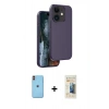 MARSİLYAN™- iPhone 11 Kılıf Kıvılcım Çizgi Serisi - Siyah 6D Mat Seramik Hayalet Nano Ekran Koruyucu + Neon Fosforlu Kamera Lens - TU