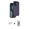 MARSİLYAN™- iPhone 11 Kılıf Kıvılcım Çizgi Serisi - Siyah Bilvis 3D Cam Ekran Koruyucu + Renkli Kamera Lens Koruma Cam - PE