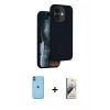 MARSİLYAN™- iPhone 11 Kılıf Kıvılcım Çizgi Serisi - Siyah Bilvis 3D Mat Cam Ekran Koruyucu + Neon Fosforlu Kamera Lens - MI
