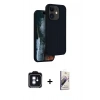 MARSİLYAN™- iPhone 11 Kılıf Kıvılcım Çizgi Serisi - Siyah Bilvis 3D Mat Cam Ekran Koruyucu + Mavi PVD Metal Kamera Lens