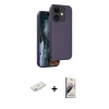 MARSİLYAN™- iPhone 11 Kılıf Kıvılcım Çizgi Serisi - Siyah Bilvis 3D Mat Cam Ekran Koruyucu + Renkli Kamera Lens Koruma Cam - PE