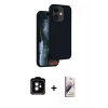 MARSİLYAN™- iPhone 11 Kılıf Kıvılcım Çizgi Serisi - Siyah Bilvis 3D Mat Cam Ekran Koruyucu + PVD Metal Kamera Lens - TU
