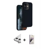 MARSİLYAN™- iPhone 11 Kılıf Kıvılcım Çizgi Serisi - Siyah Bilvis 3D Mat Cam Ekran Koruyucu + Raze Metal Kamera Lens - GS