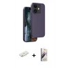MARSİLYAN™- iPhone 11 Kılıf Kıvılcım Çizgi Serisi - Siyah Bilvis 3D Mat Cam Ekran Koruyucu + Renkli Kamera Lens Koruma Cam - SI
