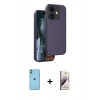 MARSİLYAN™- iPhone 11 Kılıf Kıvılcım Çizgi Serisi - Siyah Bilvis 3D Mat Cam Ekran Koruyucu + Neon Fosforlu Kamera Lens - YL