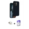 MARSİLYAN™- iPhone 11 Kılıf Kıvılcım Çizgi Serisi - Siyah Bilvis 5in1 3D Magic Cam Ekran Koruyucu + Gold Pers Alüminyum Kamera Lens