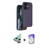 MARSİLYAN™- iPhone 11 Kılıf Kıvılcım Çizgi Serisi - Siyah Bilvis 5in1 3D Magic Cam Ekran Koruyucu + Raze Metal Kamera Lens - KI