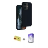 MARSİLYAN™- iPhone 11 Kılıf Kıvılcım Çizgi Serisi - Siyah Bilvis 5in1 3D Magic Cam Ekran Koruyucu + Rainbow Kamera Lens Koruma Cam - KI