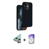 MARSİLYAN™- iPhone 11 Kılıf Kıvılcım Çizgi Serisi - Siyah Bilvis 5in1 3D Magic Cam Ekran Koruyucu + Raze Metal Kamera Lens - KI