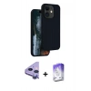 MARSİLYAN™- iPhone 11 Kılıf Kıvılcım Çizgi Serisi - Siyah Bilvis 5in1 3D Magic Cam Ekran Koruyucu + Raze Metal Kamera Lens - MR