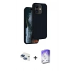 MARSİLYAN™- iPhone 11 Kılıf Kıvılcım Çizgi Serisi - Siyah Bilvis 5in1 3D Magic Cam Ekran Koruyucu + Pers Alüminyum Kamera Lens - LT
