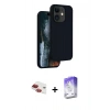 MARSİLYAN™- iPhone 11 Kılıf Kıvılcım Çizgi Serisi - Siyah Bilvis 5in1 3D Magic Cam Ekran Koruyucu + Pers Alüminyum Kamera Lens - KI