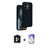 MARSİLYAN™- iPhone 11 Kılıf Kıvılcım Çizgi Serisi - Siyah Bilvis 5in1 3D Magic Cam Ekran Koruyucu + PVD Metal Kamera Lens - YL