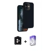 MARSİLYAN™- iPhone 11 Kılıf Kıvılcım Çizgi Serisi - Siyah Bilvis 5in1 3D Magic Cam Ekran Koruyucu + PVD Metal Kamera Lens - TU