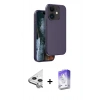 MARSİLYAN™- iPhone 11 Kılıf Kıvılcım Çizgi Serisi - Siyah Bilvis 5in1 3D Magic Cam Ekran Koruyucu + Raze Metal Kamera Lens - GS