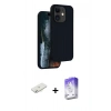 MARSİLYAN™- iPhone 11 Kılıf Kıvılcım Çizgi Serisi - Siyah Bilvis 5in1 3D Magic Cam Ekran Koruyucu + Renkli Kamera Lens Koruma Cam - SI