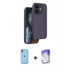 MARSİLYAN™- iPhone 11 Kılıf Kıvılcım Çizgi Serisi - Siyah Bilvis 5in1 3D Magic Cam Ekran Koruyucu + Neon Fosforlu Kamera Lens - TU