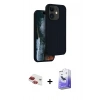 MARSİLYAN™- iPhone 11 Kılıf Kıvılcım Çizgi Serisi - Siyah Bilvis 5in1 5D Magic Hayalet Cam Ekran Koruyucu + Kırmızı Pers Alüminyum Kamera Lens