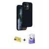 MARSİLYAN™- iPhone 11 Kılıf Kıvılcım Çizgi Serisi - Siyah Bilvis 5in1 5D Magic Hayalet Cam Ekran Koruyucu + Rainbow Kamera Lens Koruma Cam - KI