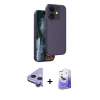 MARSİLYAN™- iPhone 11 Kılıf Kıvılcım Çizgi Serisi - Siyah Bilvis 5in1 5D Magic Hayalet Cam Ekran Koruyucu + Mor Raze Metal Kamera Lens