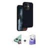 MARSİLYAN™- iPhone 11 Kılıf Kıvılcım Çizgi Serisi - Siyah Bilvis 5in1 5D Magic Hayalet Cam Ekran Koruyucu + Raze Metal Kamera Lens - KI