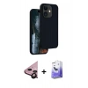 MARSİLYAN™- iPhone 11 Kılıf Kıvılcım Çizgi Serisi - Siyah Bilvis 5in1 5D Magic Hayalet Cam Ekran Koruyucu + Raze Metal Kamera Lens - SH