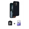MARSİLYAN™- iPhone 11 Kılıf Kıvılcım Çizgi Serisi - Siyah Bilvis 5in1 5D Magic Hayalet Cam Ekran Koruyucu + PVD Metal Kamera Lens - YL