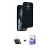 MARSİLYAN™- iPhone 11 Kılıf Kıvılcım Çizgi Serisi - Siyah Bilvis 5in1 5D Magic Hayalet Cam Ekran Koruyucu + Kamera Lens Koruma Cam - SF