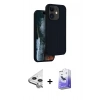MARSİLYAN™- iPhone 11 Kılıf Kıvılcım Çizgi Serisi - Siyah Bilvis 5in1 5D Magic Hayalet Cam Ekran Koruyucu + Raze Metal Kamera Lens - GS