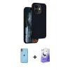 MARSİLYAN™- iPhone 11 Kılıf Kıvılcım Çizgi Serisi - Siyah Bilvis 5in1 5D Magic Hayalet Cam Ekran Koruyucu + Neon Fosforlu Kamera Lens - TU