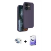 MARSİLYAN™- iPhone 11 Kılıf Kıvılcım Çizgi Serisi - Siyah Bilvis 5in1 5D Magic Hayalet Cam Ekran Koruyucu + Gökkuşağı Pers Alüminyum Kamera Lens