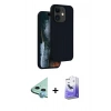 MARSİLYAN™- iPhone 11 Kılıf Kıvılcım Çizgi Serisi - Siyah Bilvis 5in1 5D Magic Hayalet Cam Ekran Koruyucu + Raze Metal Kamera Lens - MI