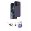 MARSİLYAN™- iPhone 11 Kılıf Kıvılcım Çizgi Serisi - Siyah Bilvis 5in1 5D Magic Hayalet Cam Ekran Koruyucu + Kırmızı Pers Alüminyum Kamera Lens