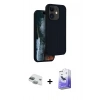 MARSİLYAN™- iPhone 11 Kılıf Kıvılcım Çizgi Serisi - Siyah Bilvis 5in1 5D Magic Hayalet Cam Ekran Koruyucu + Pers Alüminyum Kamera Lens - YL